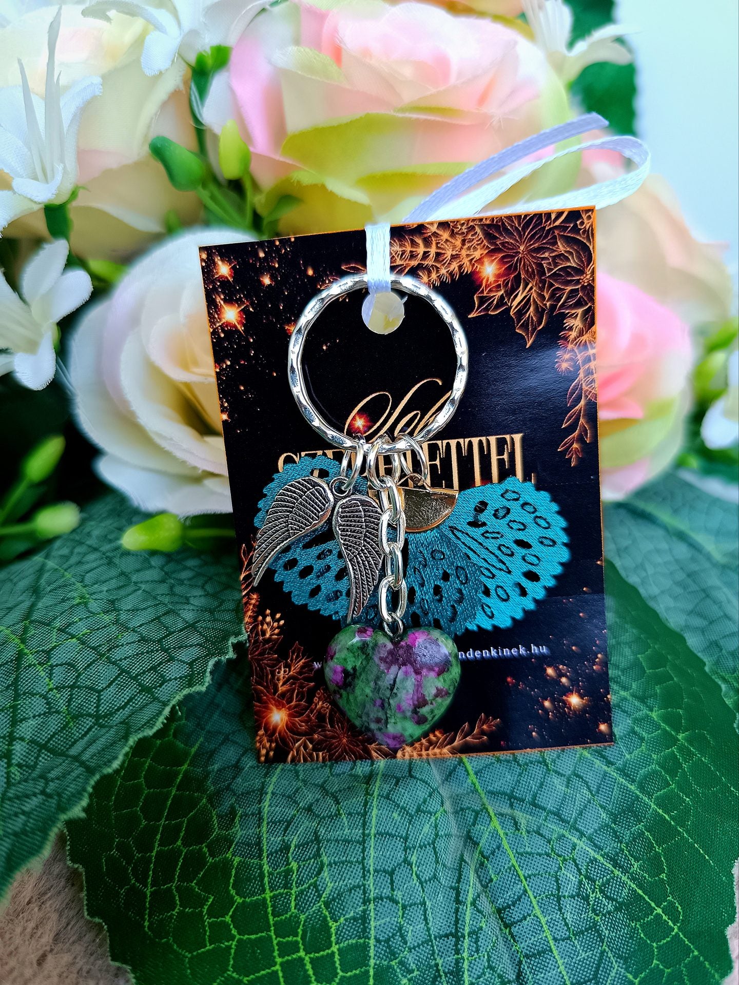 Limitált Rubin zoizit szív kulcstartó